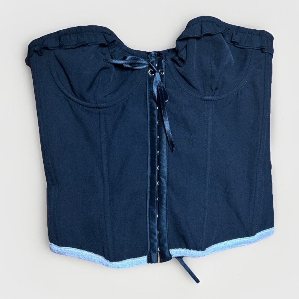 Edikted Black Women’s Corset Top XS Flirty Festival Whimsy Goth Summer Y2K Style